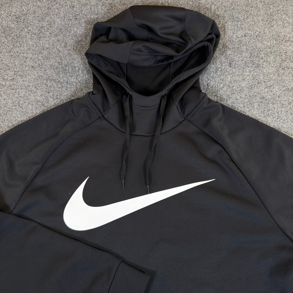 Nike Therma-FIT Mens XL Black Hoodie Swoosh Logo Training Sweatshirt 2868